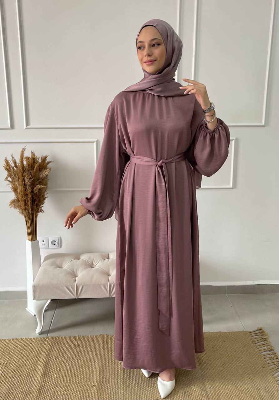 Abaya Jazz Satiné Mauve