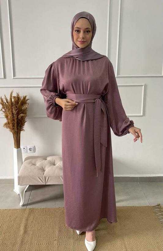 Abaya Jazz Satiné Mauve