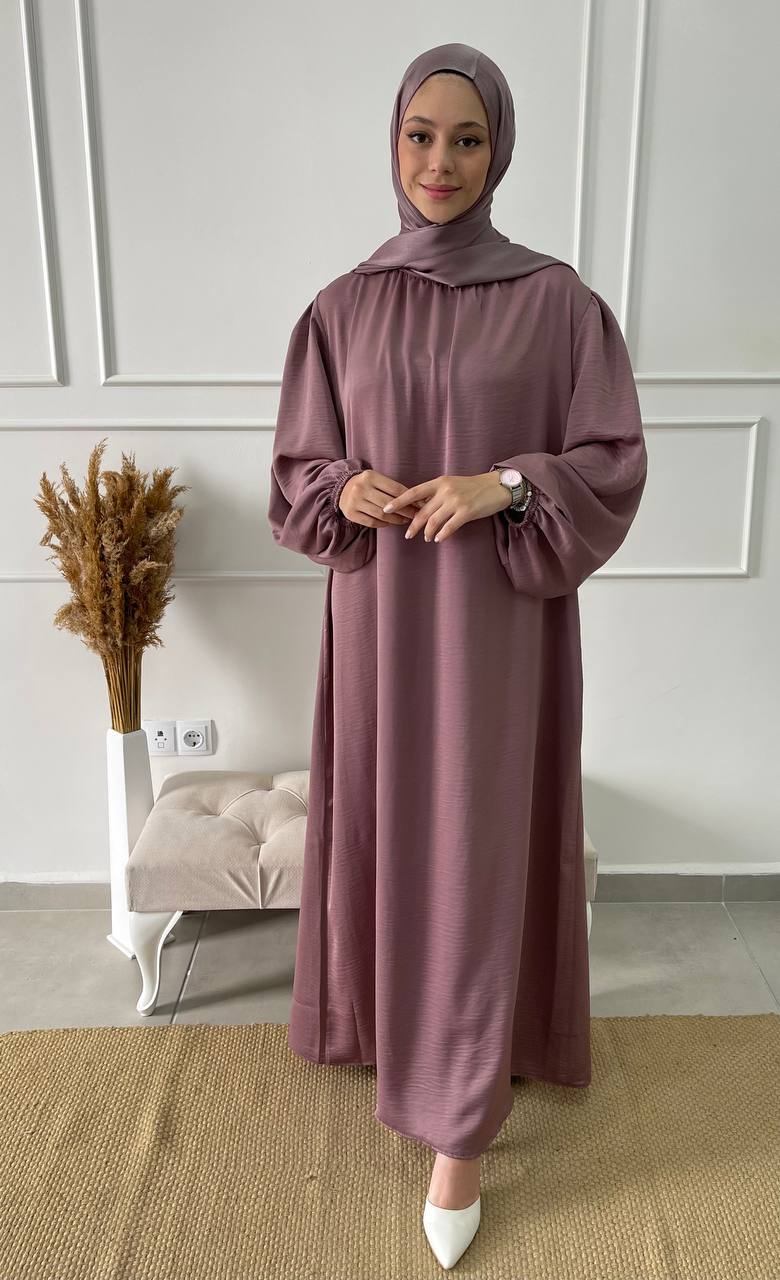 Abaya Jazz Satiné Mauve